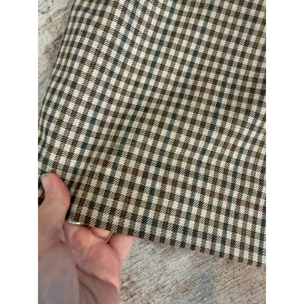 Gianni Sport Tan Multicolor Plaid Midi 100% Wool Pencil Skirt, Sz 8 - Picture 2 of 8